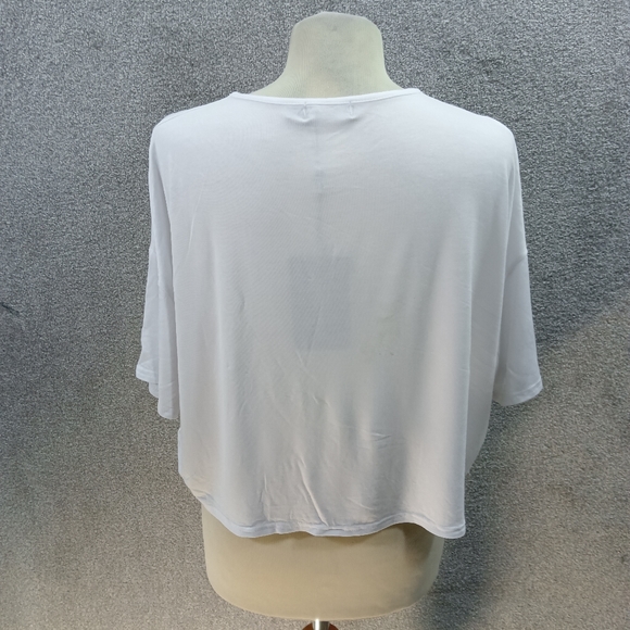 PLT X COPPAFEEL WHITE JERSEY TOP OVERSIZED BOOB PRINT Y2K UK 12-16 - Picture 2 of 6